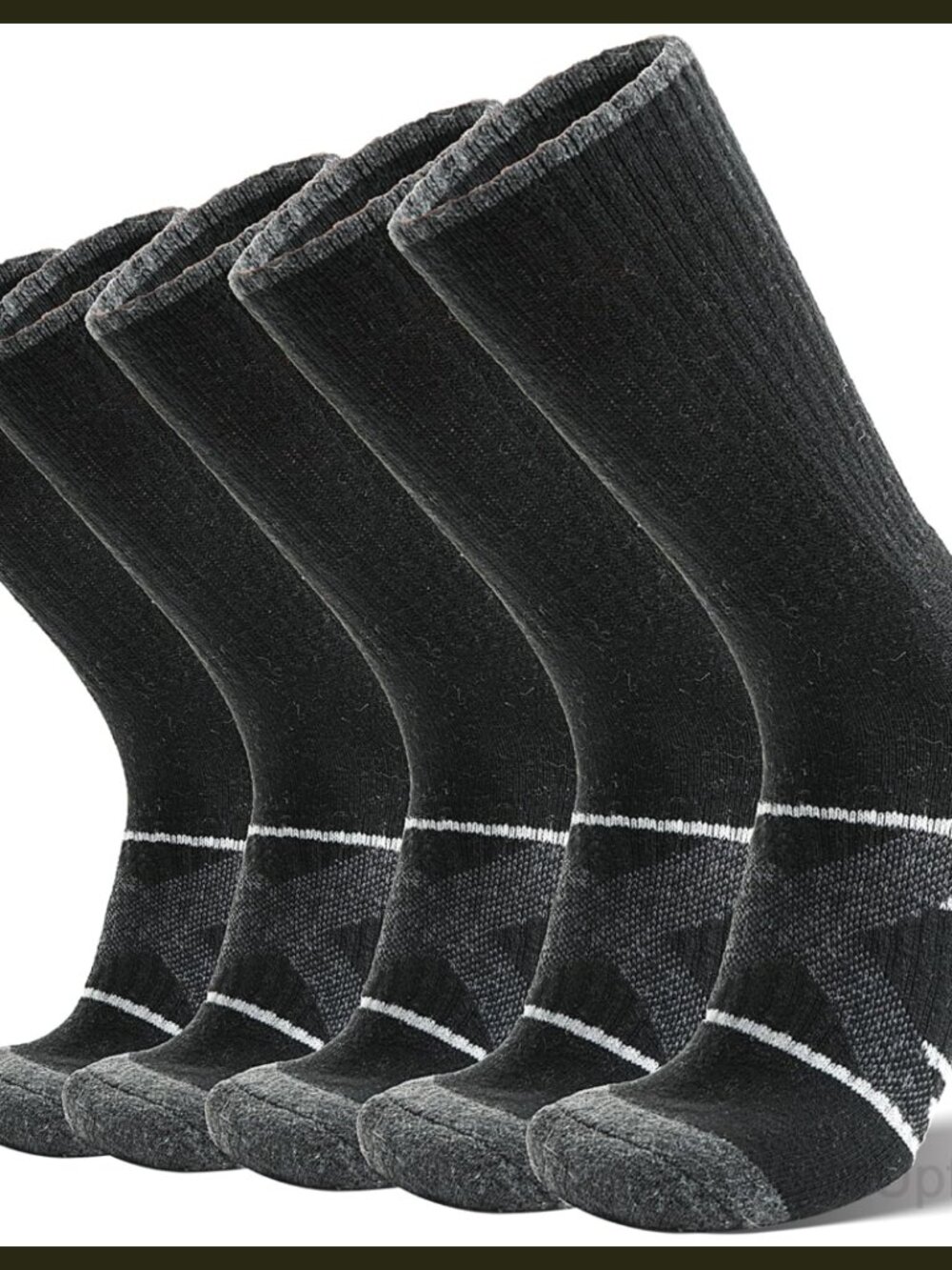 Merino Wool Hiking Crew Socks 5 Pairs Cushioned Moisture-Wicking Compression